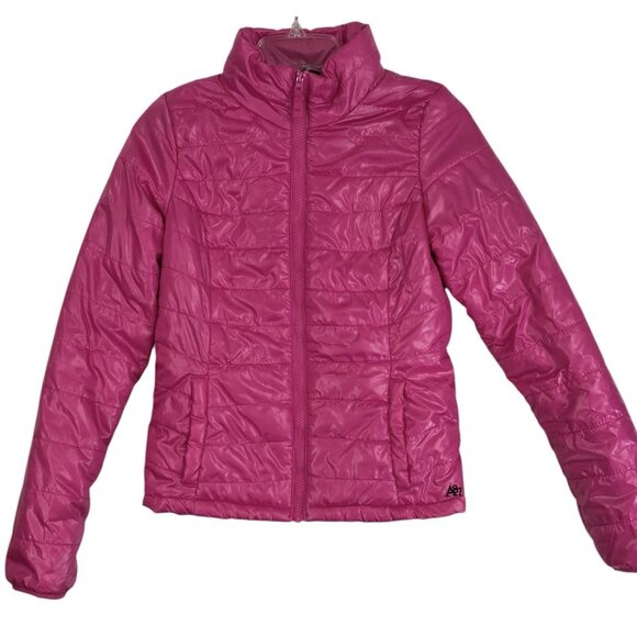 Aeropostale Puffer Jacket Womens Size Small Pink Cost Long Sleeve Full Zip - Picture 1 of 8
